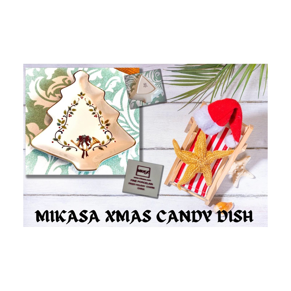 Mikasa Holiday Elegance Porcelain Holiday Tree-Shaped Christmas Candy Dish